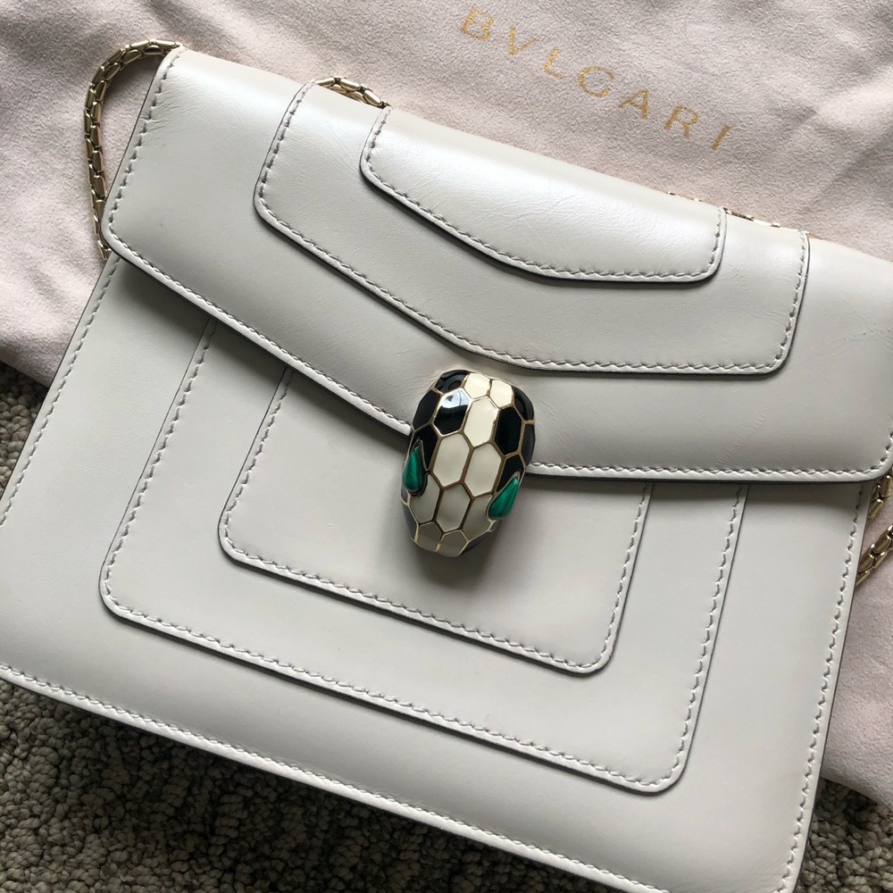 BVLGARI White Serpenti Forever Flap Cover